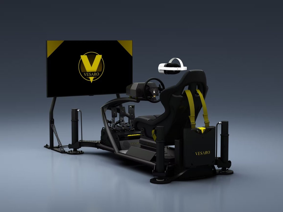 Vesaro racing simulator in bespoke orange and black colorway